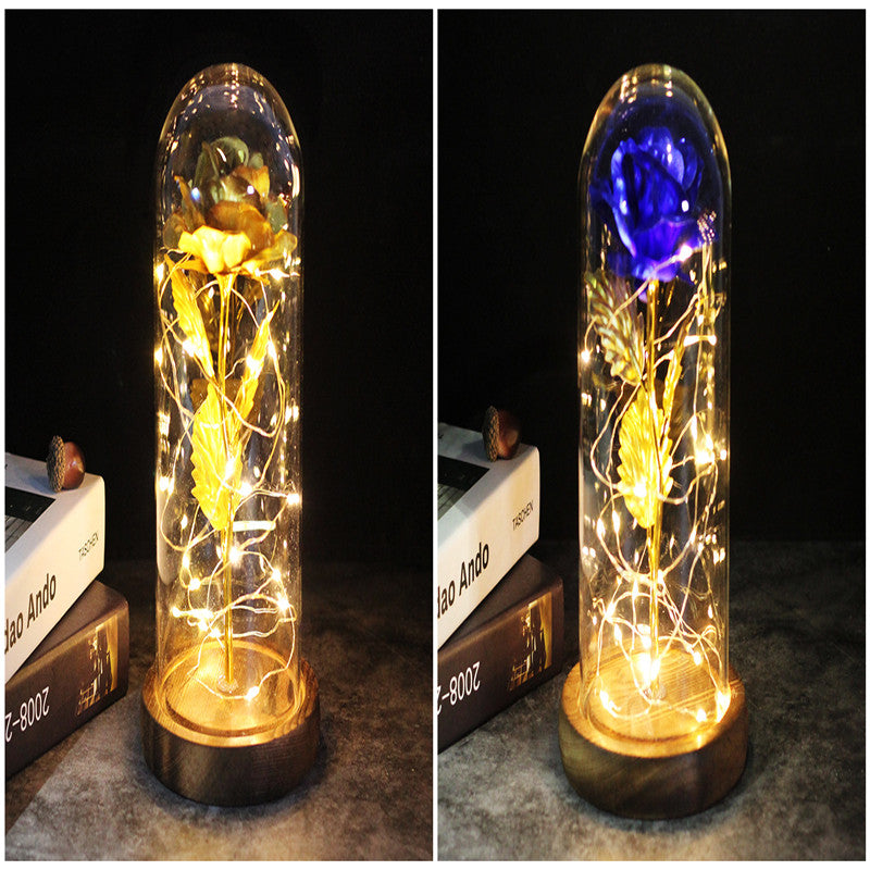 Galaxy Enchanted Rose in Glass Dome with LED Lights | Forever Flower Gift