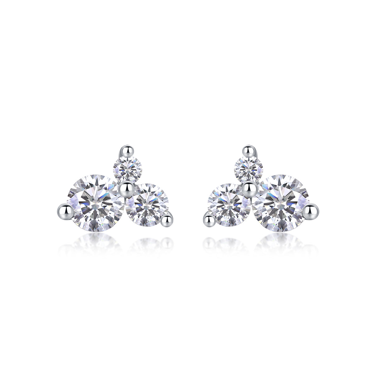 Wave - Luxury Silver Earrings Set With Top-quality Moissanite  D Color VVS, S925 Silver And Platinum-plated Stud Earrings