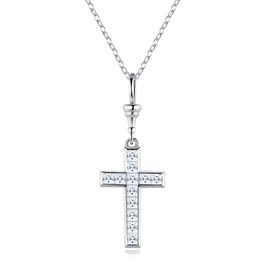 Luxury Silver Necklace Set With Top-quality Moissanite, Made Of S925 Silver Electroplated With Platinum.