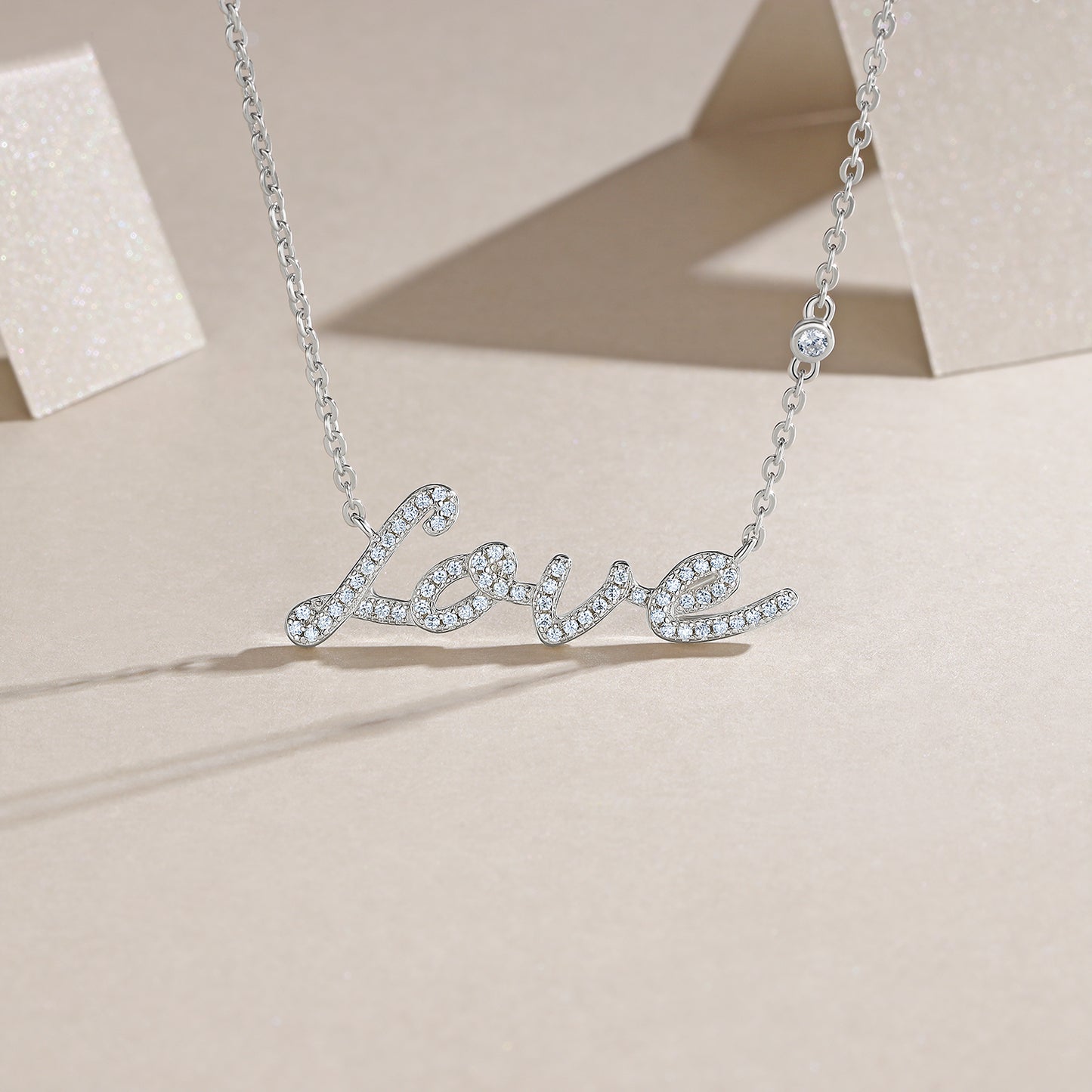 Luxury “Love” Moissanite Necklace – S925 Sterling Silver Platinum-Plated, D Color VVS Moissanite Diamond Pendant