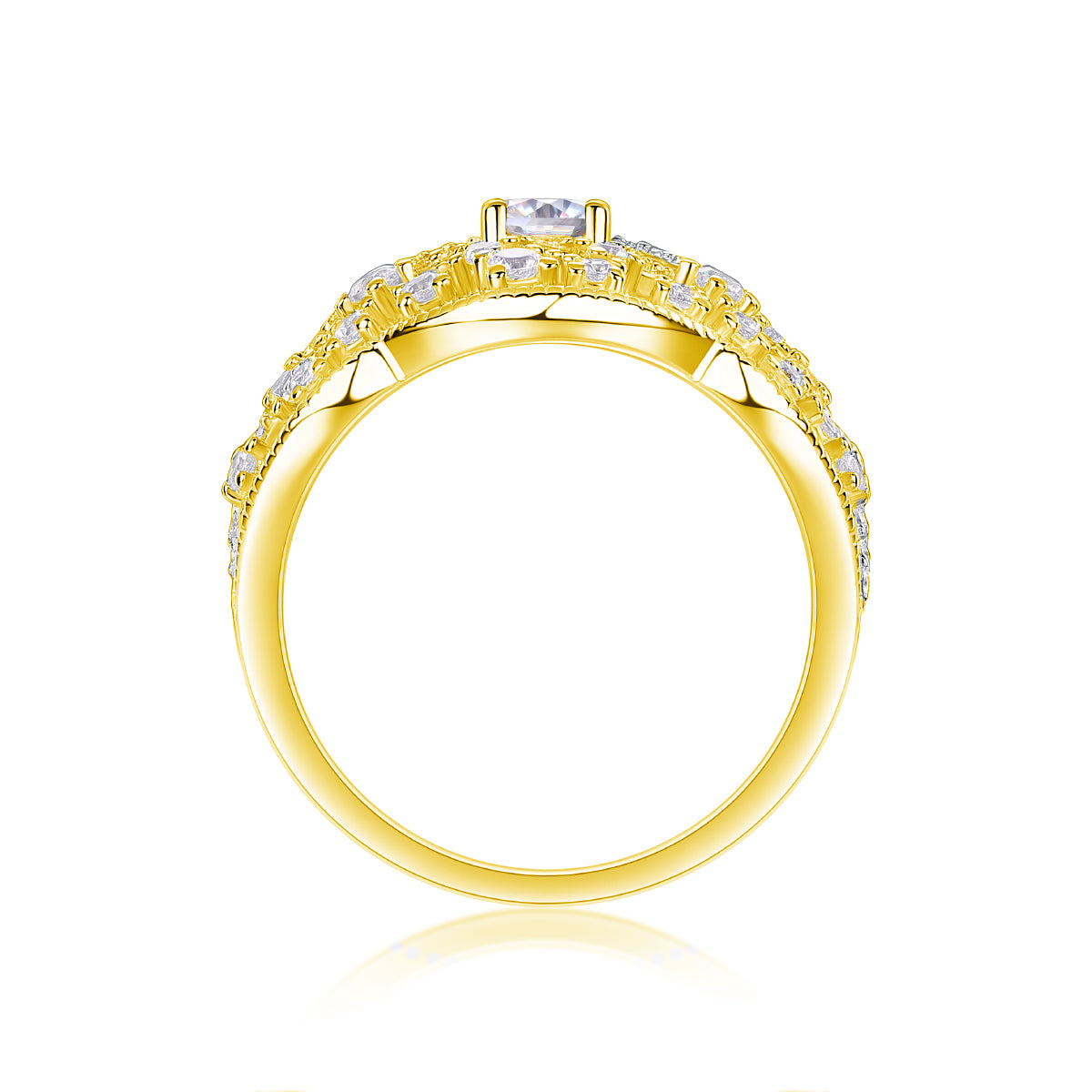 Moonlight Waltz - Set With Top-quality Moissanite S925, Silver And Platinum-plated Diamond Wedding Ring. The Ring Can Be Tested With A Diamond Pen In Yellow Gold And Rose Gold