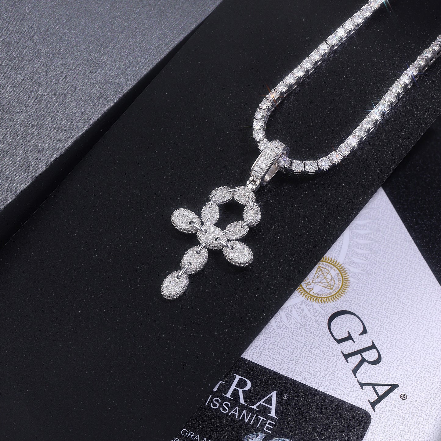 Luxury Silver Necklace Set With Top-quality Moissanite, S925 Silver Electroplated With Platinum