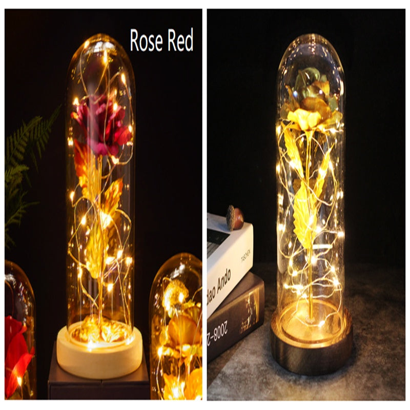 Galaxy Enchanted Rose in Glass Dome with LED Lights | Forever Flower Gift