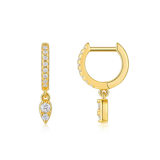 Top-quality Moissanite Silver Stud Earrings S925 Silver Electroplated Gold