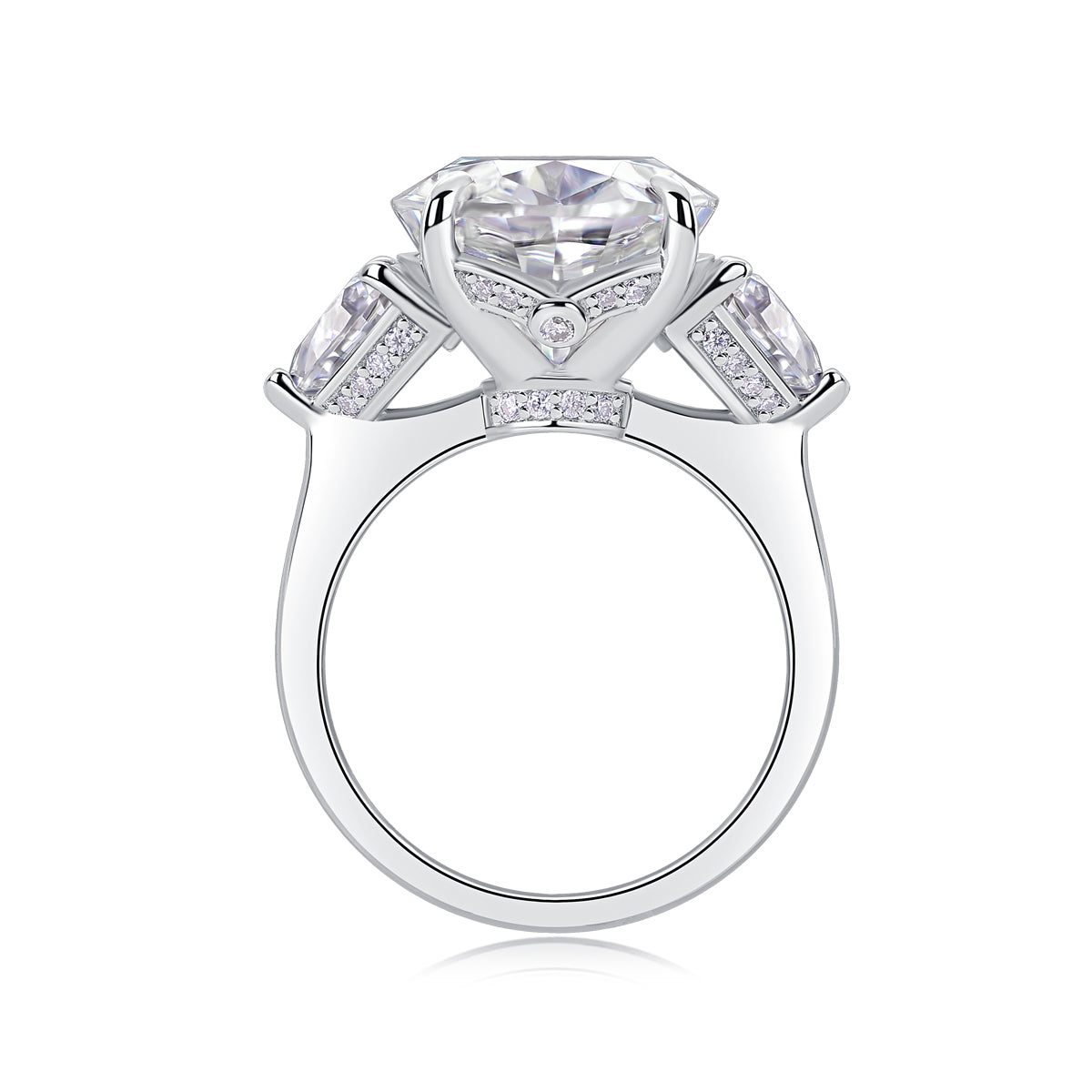 Soul Resonance -Luxury Silver Ring Set With Top-quality Egg-shaped Moissanite D Color VVS,  S925 Silver And Platinum-plated