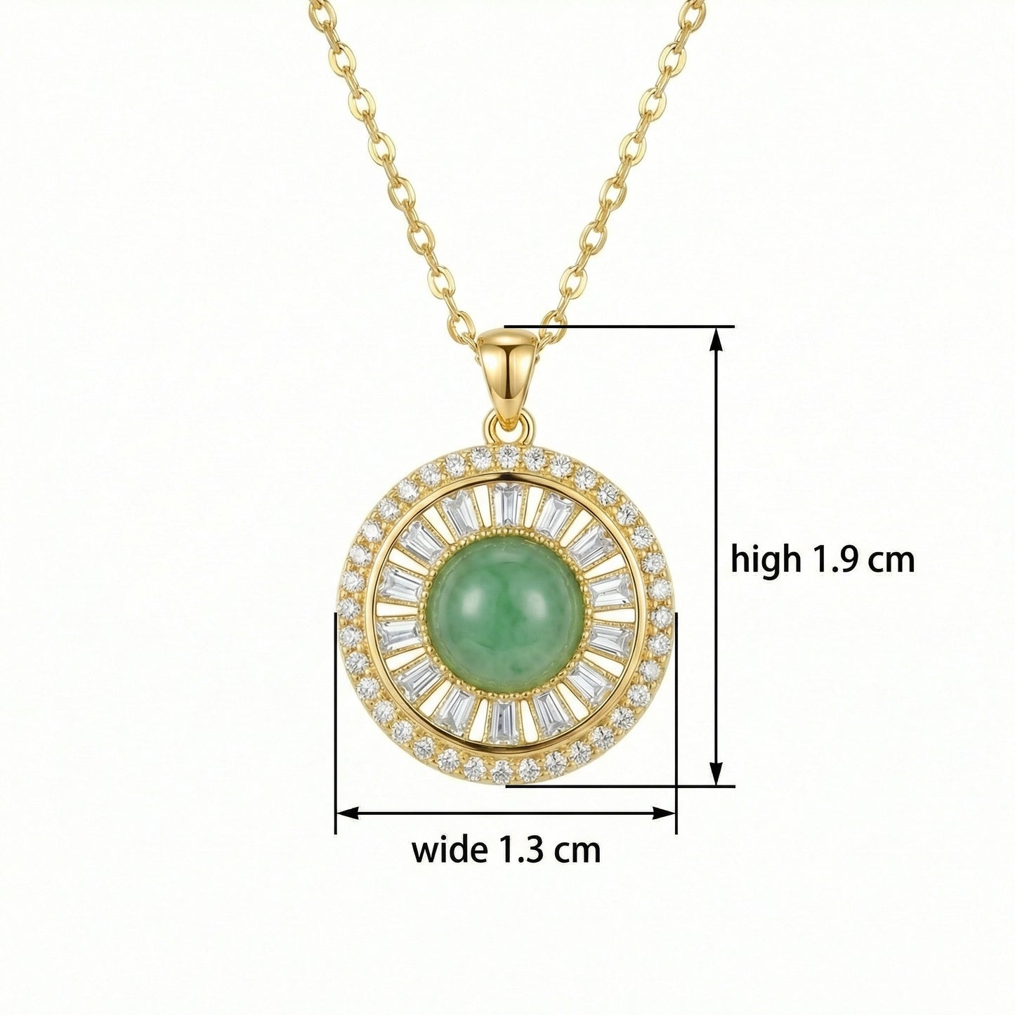 925 Sterling Silver Radiant Green Gemstone Sunburst Pendant Necklace with Sparkling Diamond Halo Accents