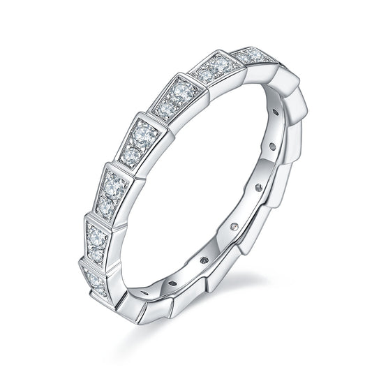 【The Snake Mark】 Luxury Moissanite Ring – S925 Sterling Silver, Platinum-Plated
