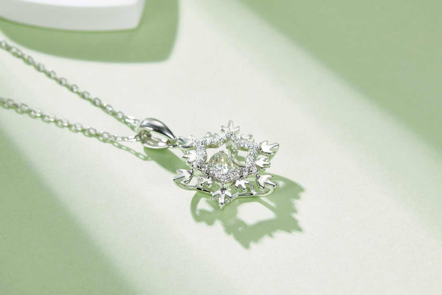 Luxury Moissanite Snowflake Necklace – S925 Sterling Silver, Platinum Electroplated – Top-Quality D Color VVS1 Certified Dancing Stone Pendant