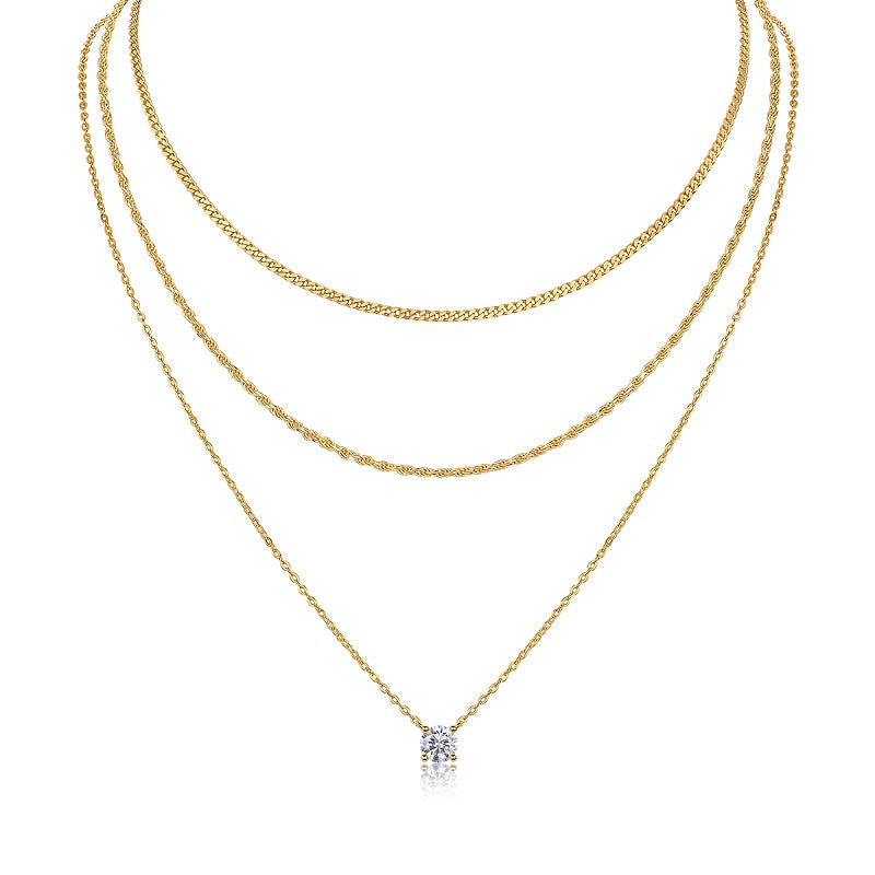 1-carat Luxury Silver Necklace With Top-quality Moissanite, S925 Silver Electroplated With Gold