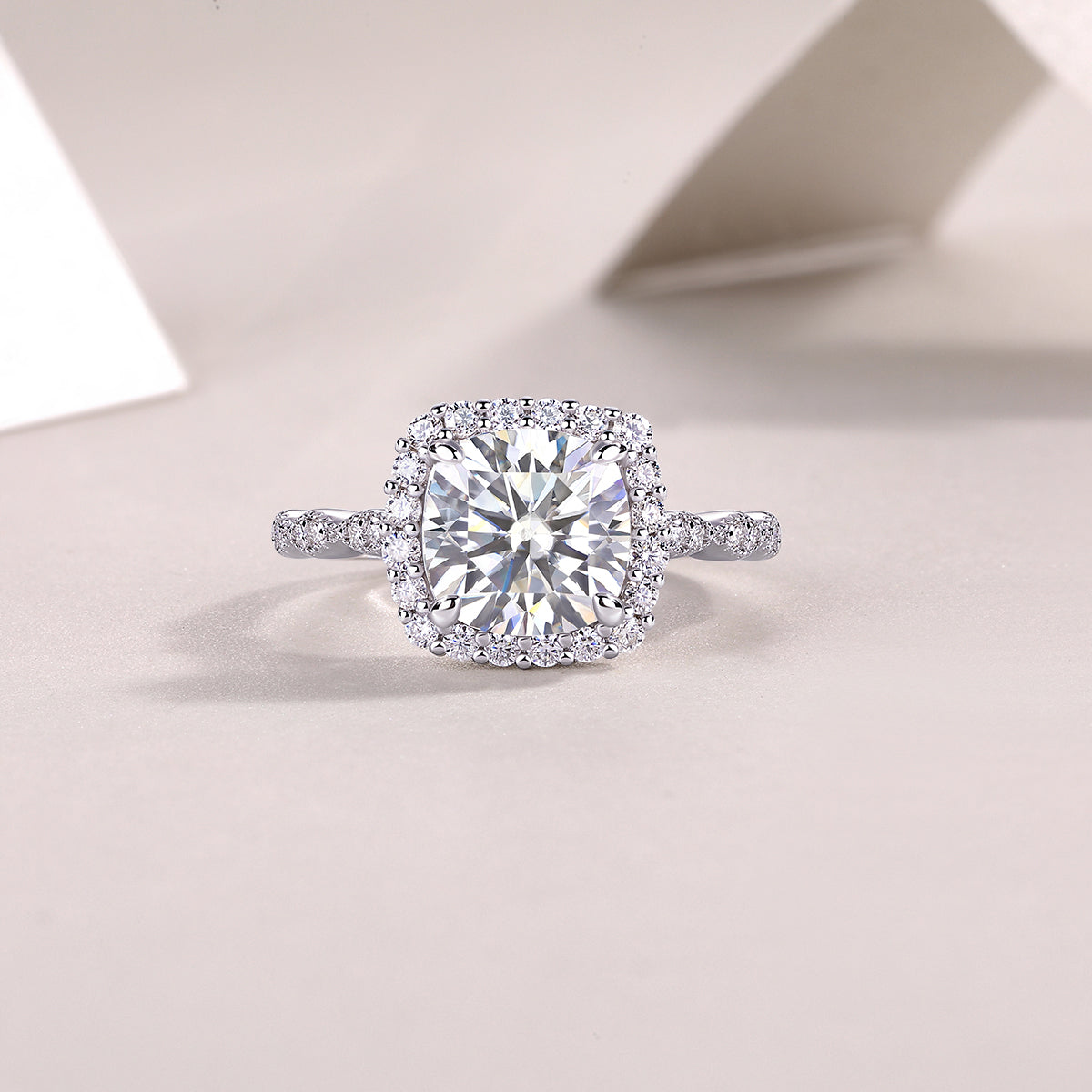 Gorgeous Square Diamond - Luxury SIlver Ring Set With Top-quality Square Moissanite S925 D Color VVS, Silver And Platinum-plated Diamond Ring