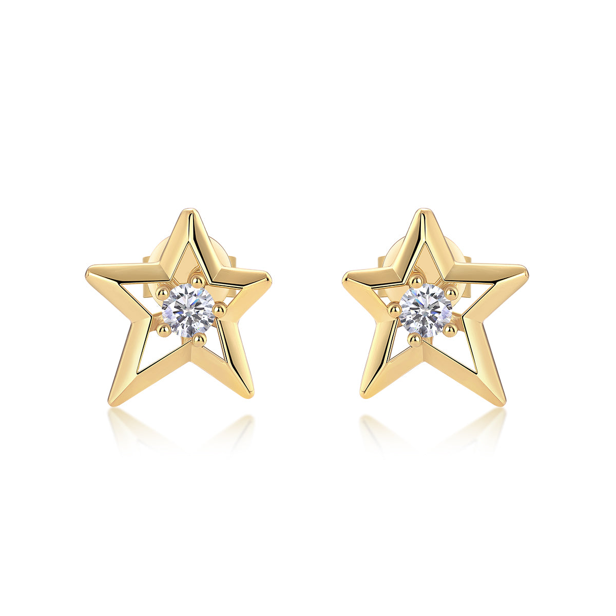 Premium Moissanite Luxury Silver Stud Earrings S925 Silver Electroplated Gold