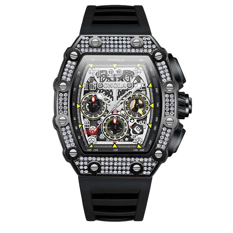 Luxury Full Diamond Mechanical Watch – Elegant Multi-Function Timepiece