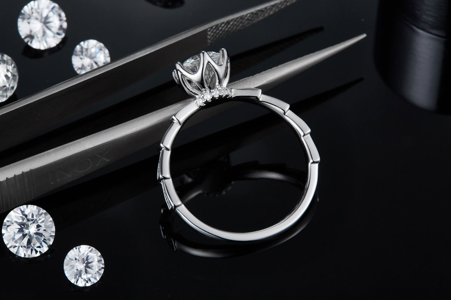 1-carat Luxury Silver Ring Set With Top-quality Moissanite D Color VVS, S925 Silver Plated Platinum