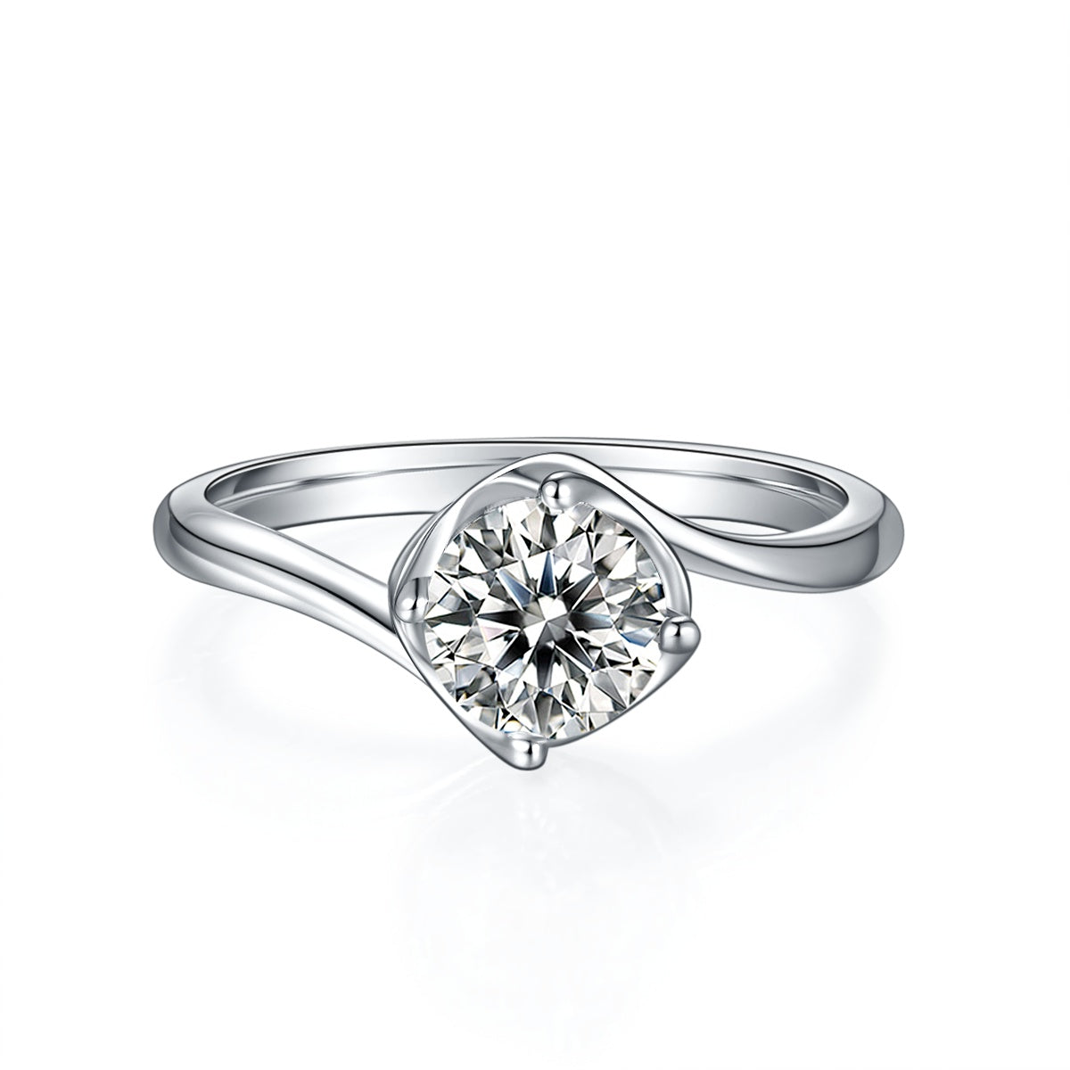 1-carat  Luxury  Silver Ring Set With Top-quality Moissanite D Color VVS , S925 Silver Plated Platinum