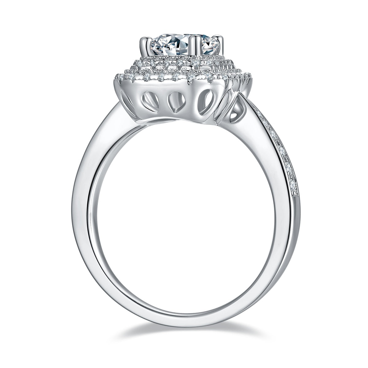 Octagonal Moissanite Set With Top-quality Moissanite Luxury And Fashionable Light Luxury Jewelry Silver Ring S925 Silver Electroplated With Platinum