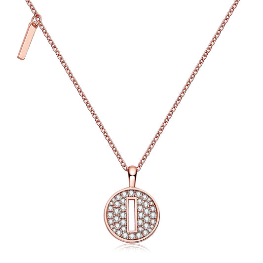 Luxury Initial Letter Necklace Pendant – I , S925 Silver Rose Gold Plated with Top-Quality Brilliant Moissanite