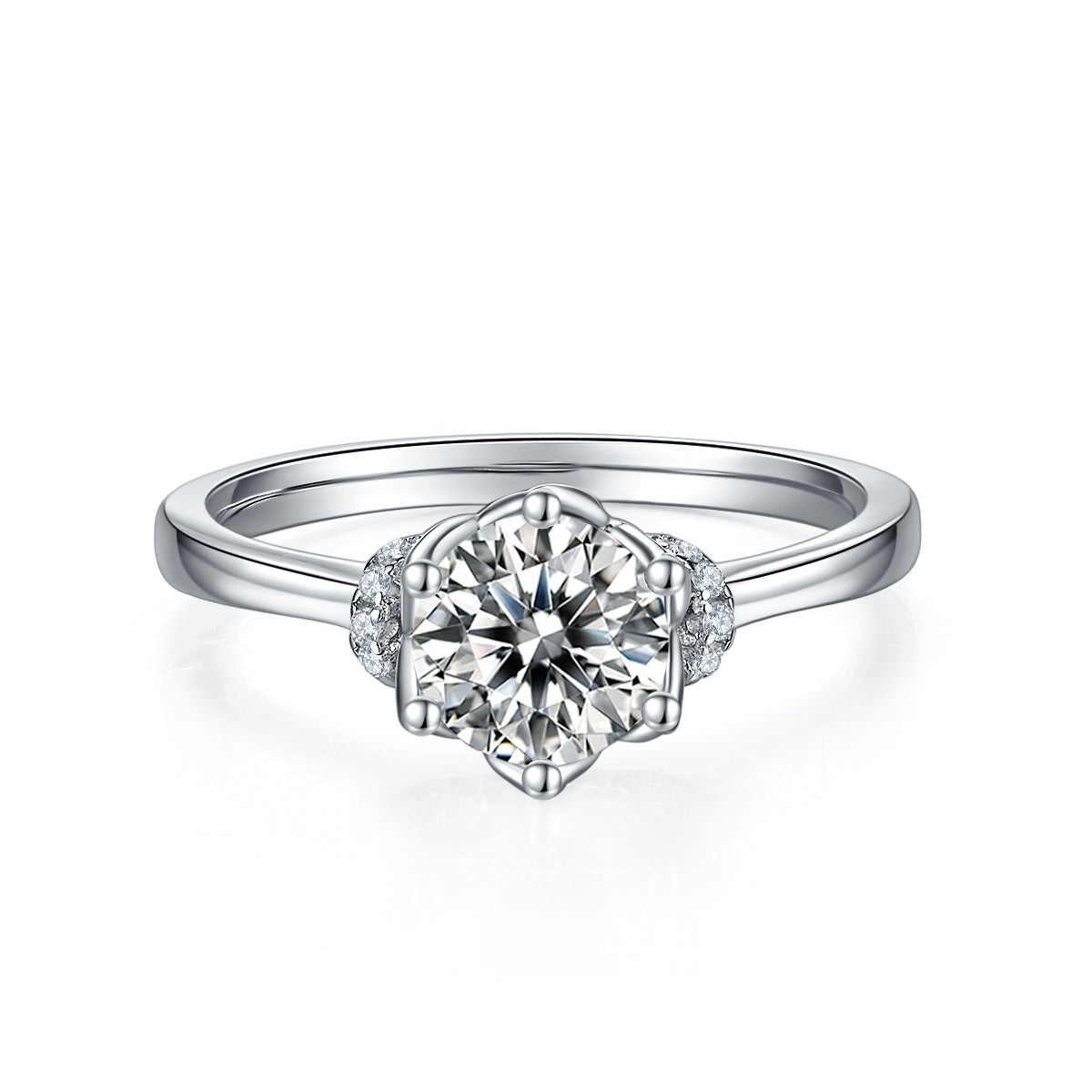 Luxury Silver Ring Set With Top-quality Moissanite D Color VVS , S925 Silver Plated With Platinum