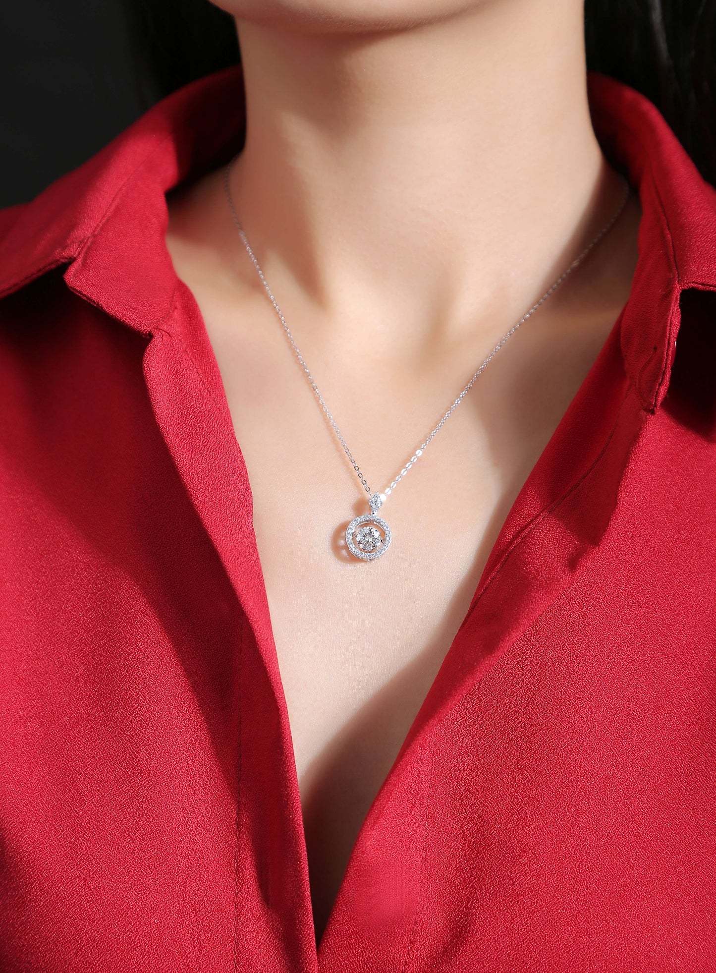 Touch -  1-Carat Moissanite Pendant Necklace – S925 Sterling Silver with Platinum Plating