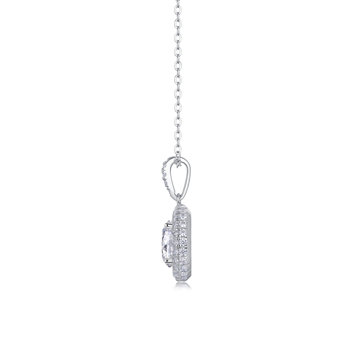 Sweetheart Halo - Luxury Silver  Necklace Set With Top-quality Moissanite, S925 Silver Plated Platinum