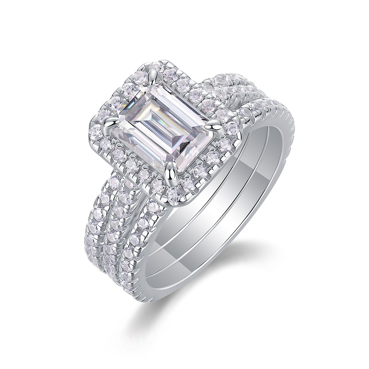 Luxury Platinum-plated S925 Silver Ring, Set With Top-quality Moissanite D Color VVS1