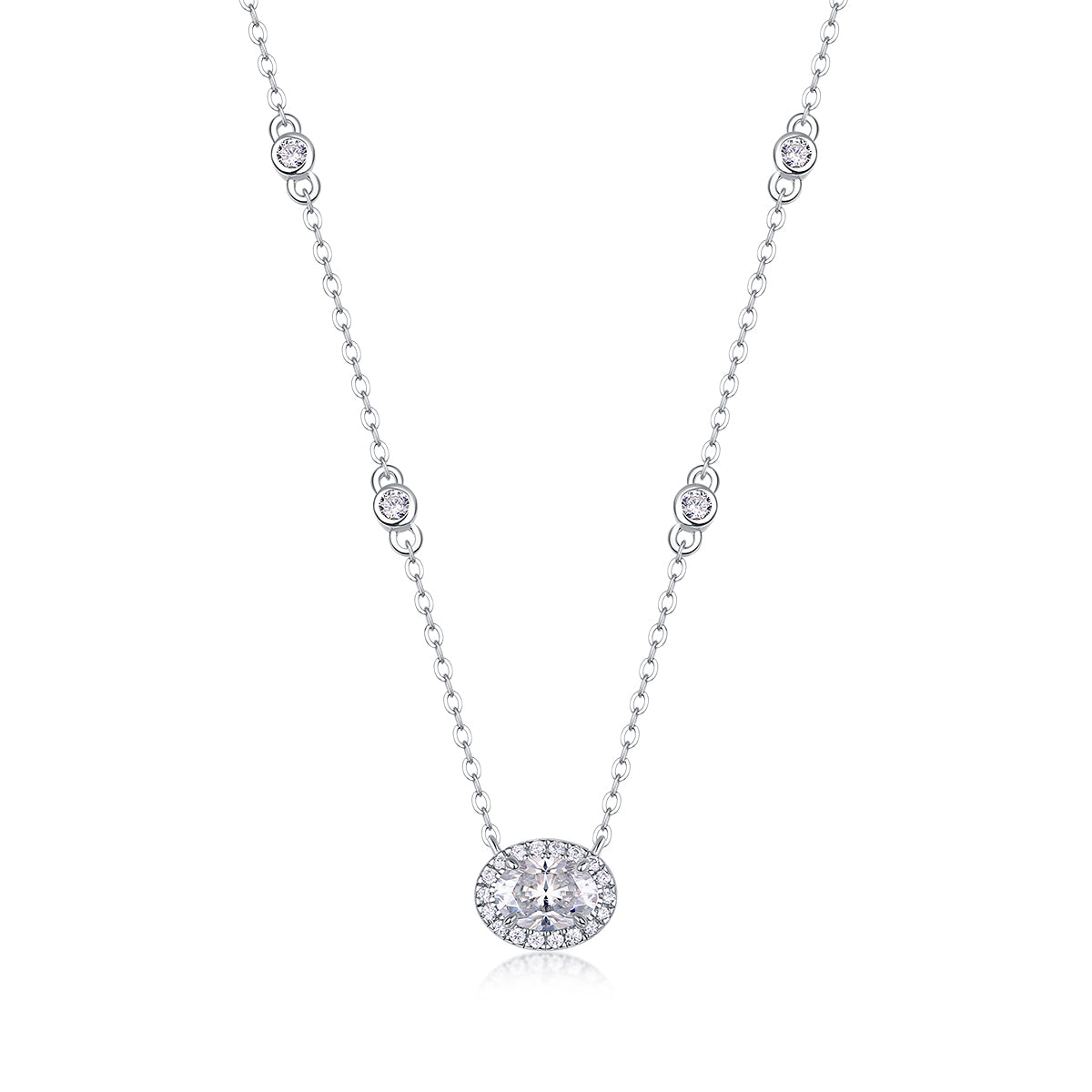 White Summer Night - A Fashionable And Light Luxury Jewelry Pendant Necklace Set With Top-quality Moissanite, S925 Silver Plated Platinum