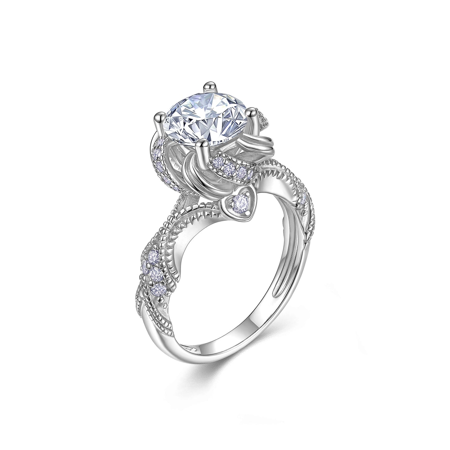 2-carat Luxury Silver Ring Set With Top-quality Moissanite D Color VVS, Made Of S925 Silver With Electroplated Platinum.