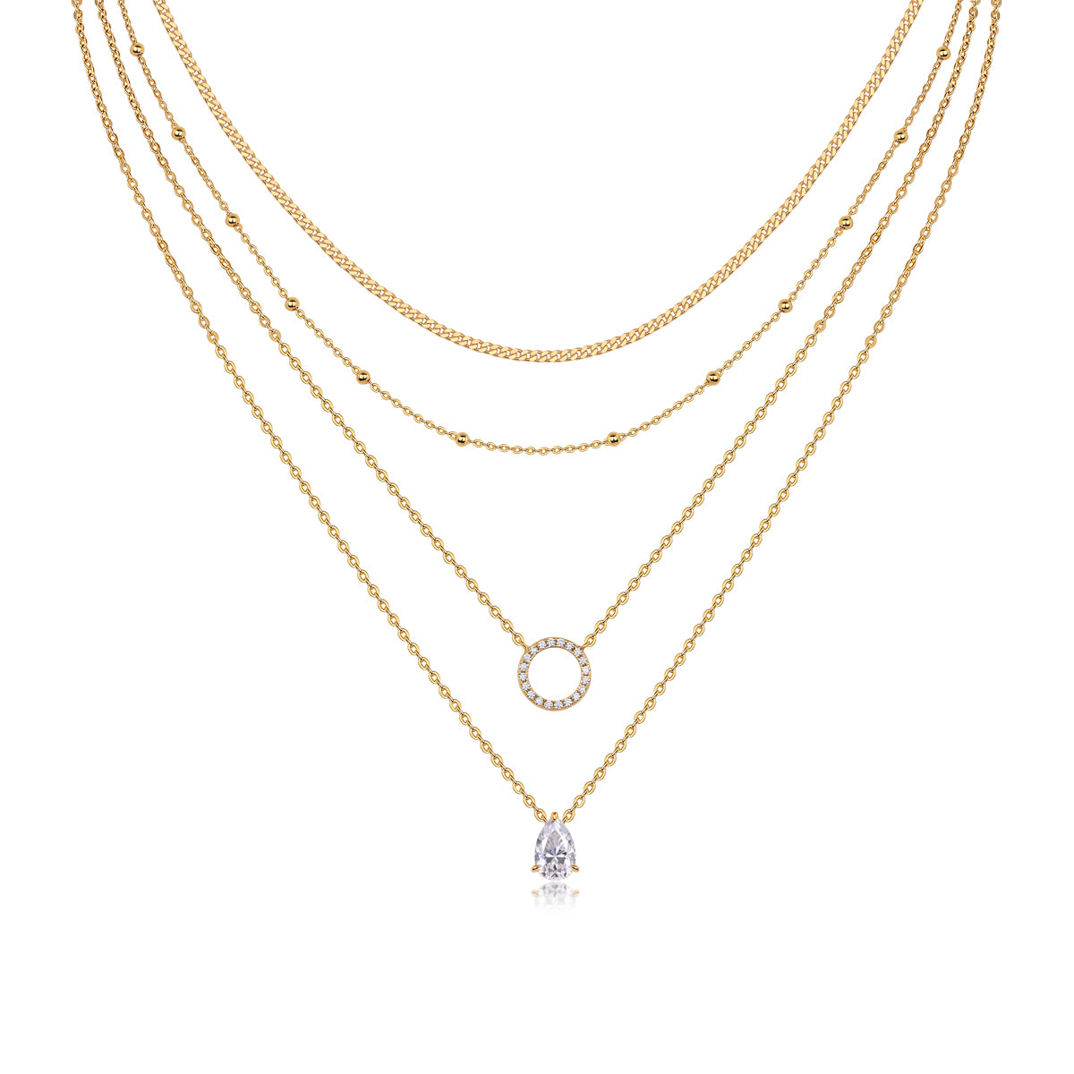 Luxury Pear-Shaped Moissanite Gold-Plated S925 Silver Pendant Necklace – D Color VVS1 Brilliant Cut Layered Collar Chain