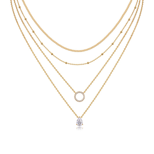 Luxury Pear-Shaped Moissanite Gold-Plated S925 Silver Pendant Necklace – D Color VVS1 Brilliant Cut Layered Collar Chain