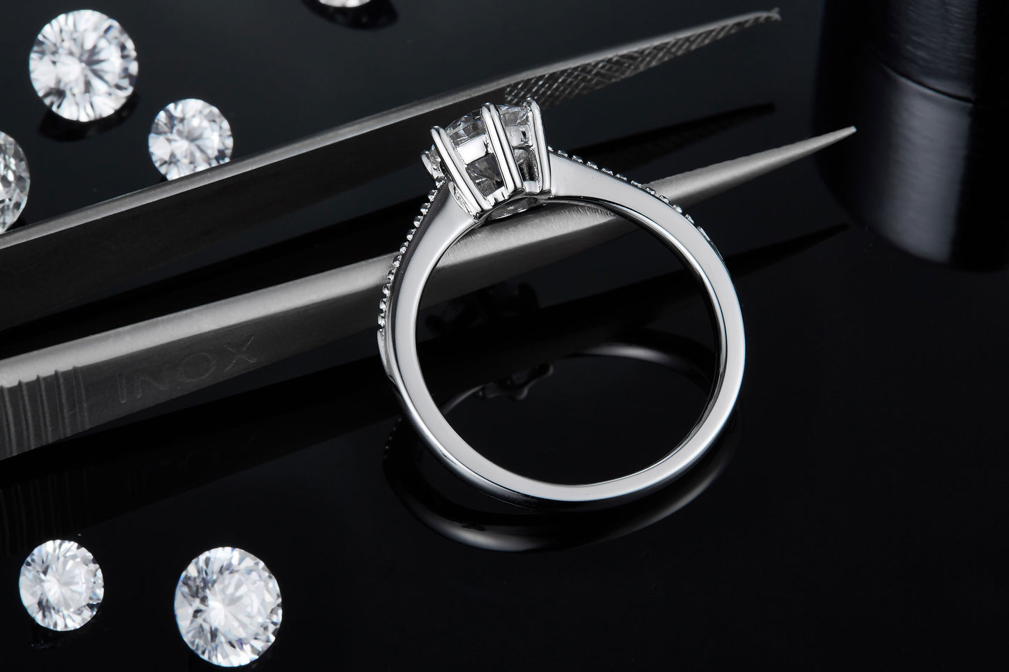 1-carat Luxury Silver Ring Set With Top-quality Moissanite D Color VVS , S925 Silver Plated Platinum