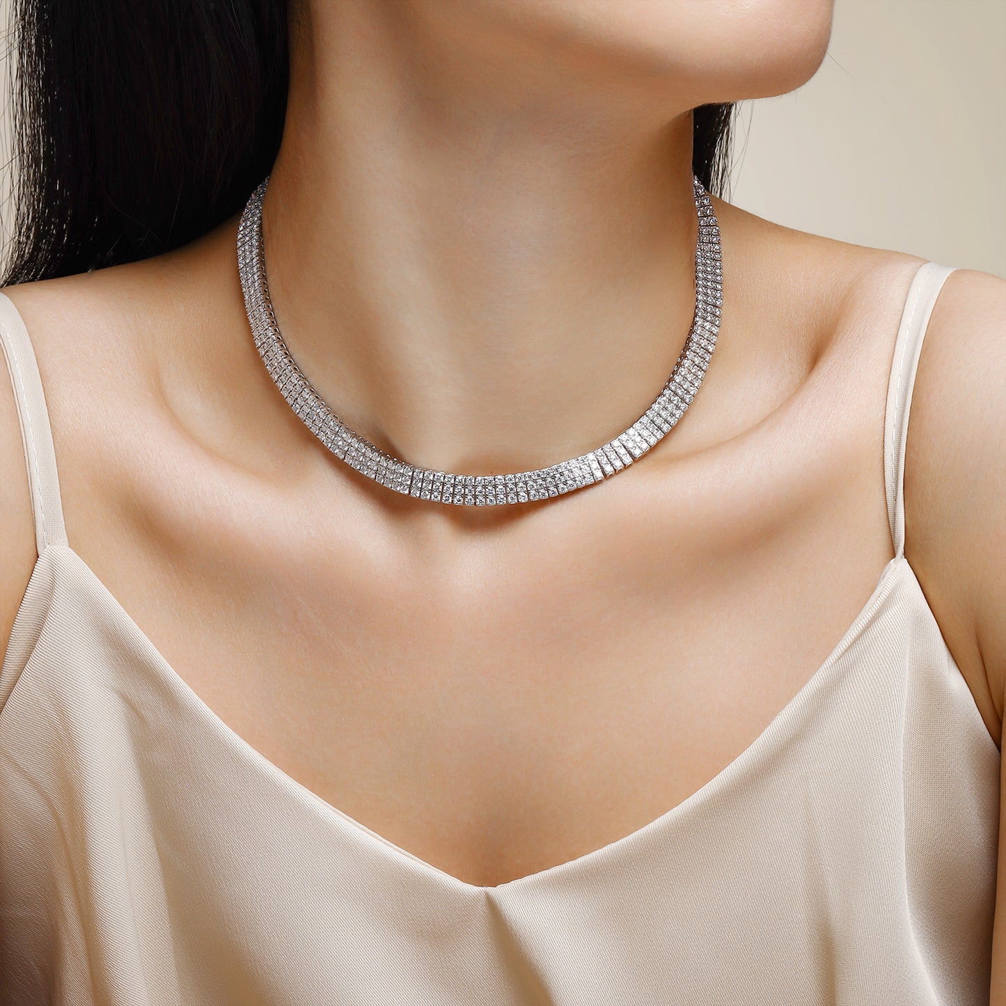 Aperture - Set With Top-quality Moissanite Luxury Silver Necklace S925 Silver Plated Platinum