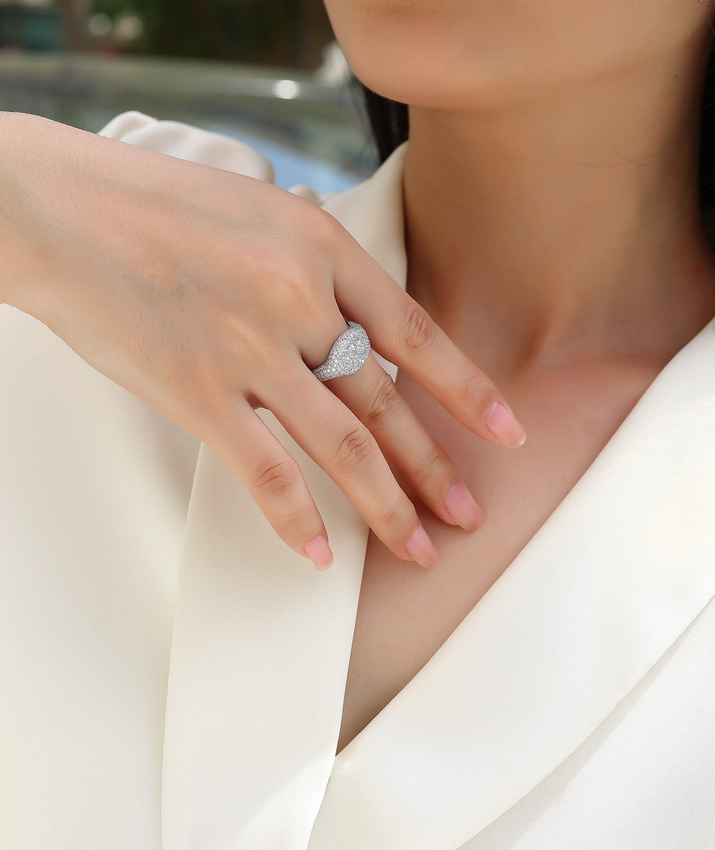Shining Frenzy - Luxury Silver Ring Set With Top-quality Moissanite D Color VVS, S925 Silver And Platinum-plated Diamond Ring