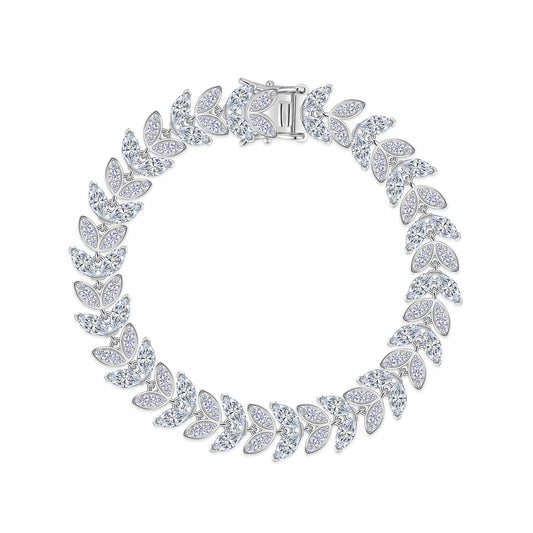 Luxury Silver Bracelet Featuring Top-quality Moissanite D Color VVS, Made Of S925 Silver Electroplated With Platinum.