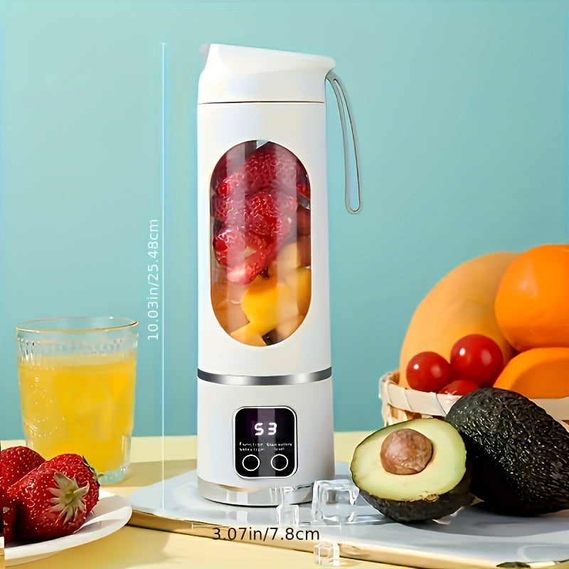 Portable USB-Rechargeable Blender & Juicer | Digital Display, Easy Clean | Ideal for Fruit & Vegetable Drinks, Shakes, Smoothies | Travel-Friendly 15oz Capacity