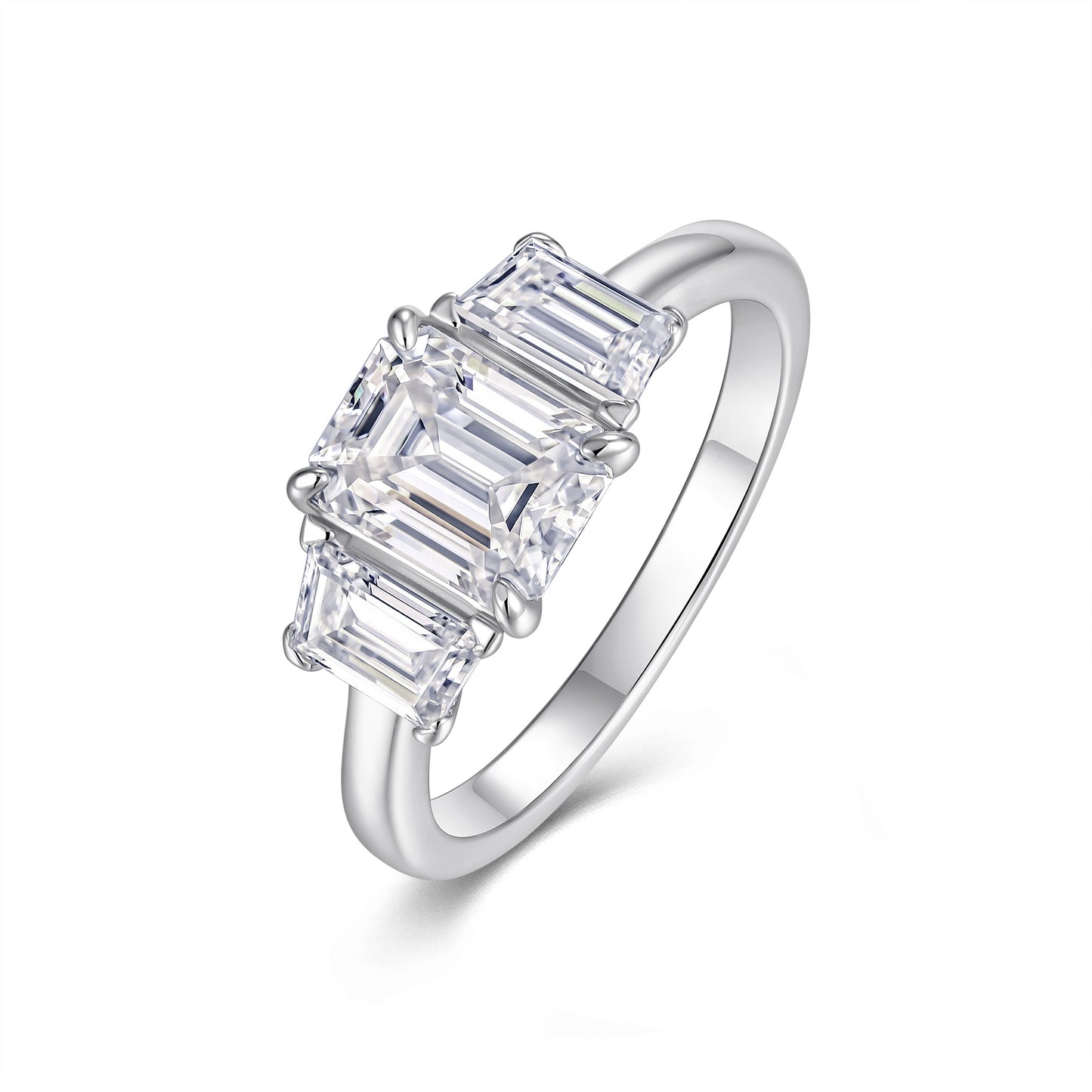 Luxury Silver Ring S925 Silver Electroplated With Platinum, Set With Top-quality Moissanite D Color VVS