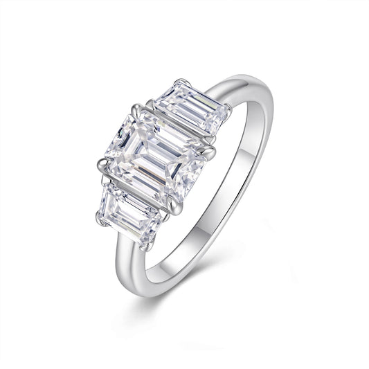 Luxury Silver Ring S925 Silver Electroplated With Platinum, Set With Top-quality Moissanite D Color VVS